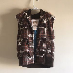Wool hoodie sleeveless vest jacket